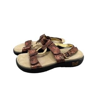 ALEGRIA Sandals Size 5 /5.5 Bronze Snake Leather Gold Slingbacks‎ JUL-742 JULIE